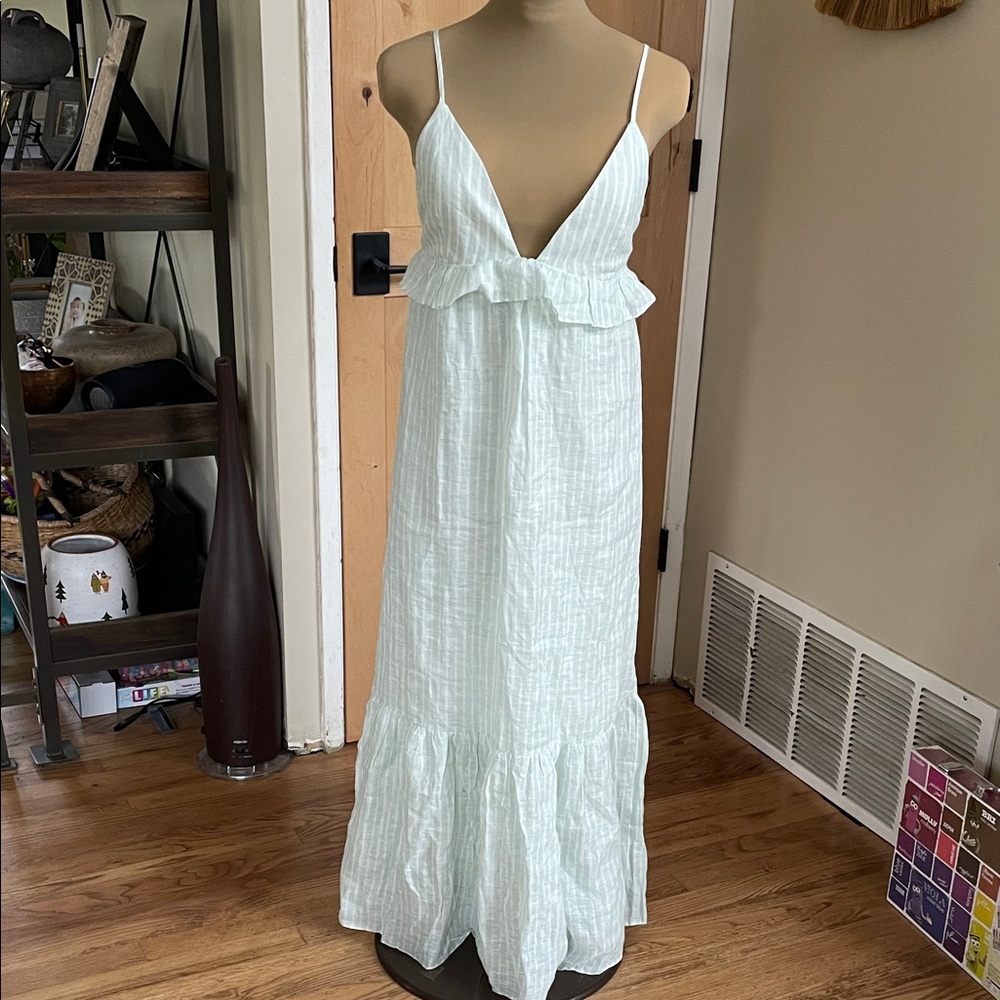 Sundays Marceline linen tiered ruffle maxi dress